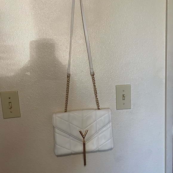 White and Gold Quilted Crossbody Bag - Picture 1 of 4